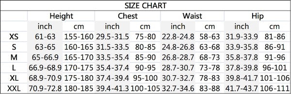Venti cosplay outfit size chart