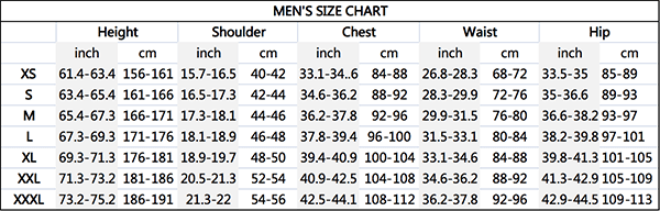 CP002 Size Chart for Men