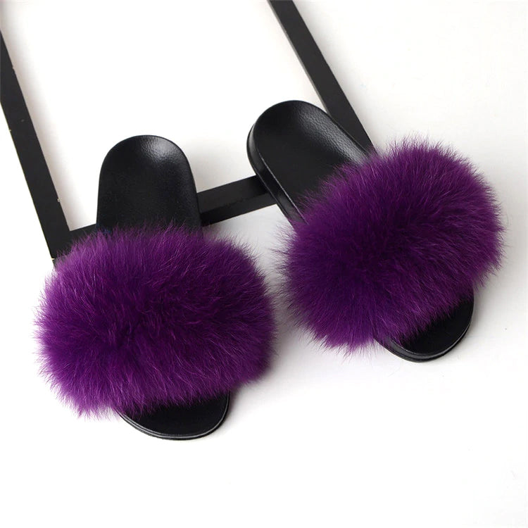 Style 113 Luxury Faux Fur Slippers ::  Purple  :: BEST SELLER!