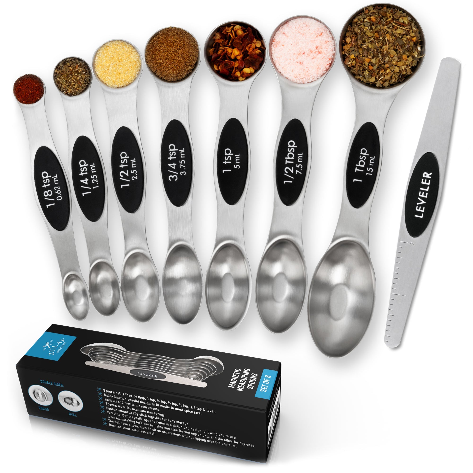 Magnetic Measuring Spoons with Leveler