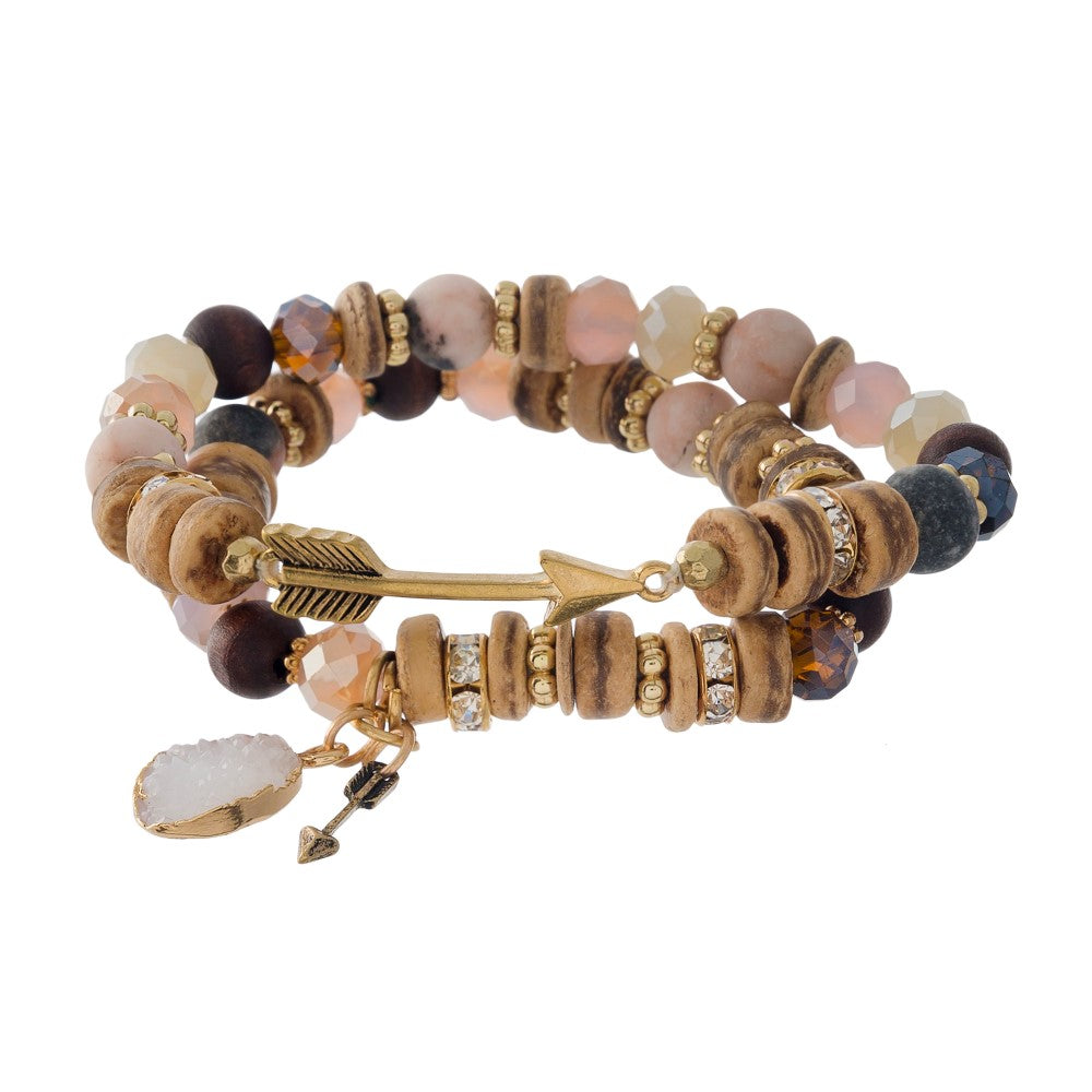 Natural Stone and Wooden Bracelet Set