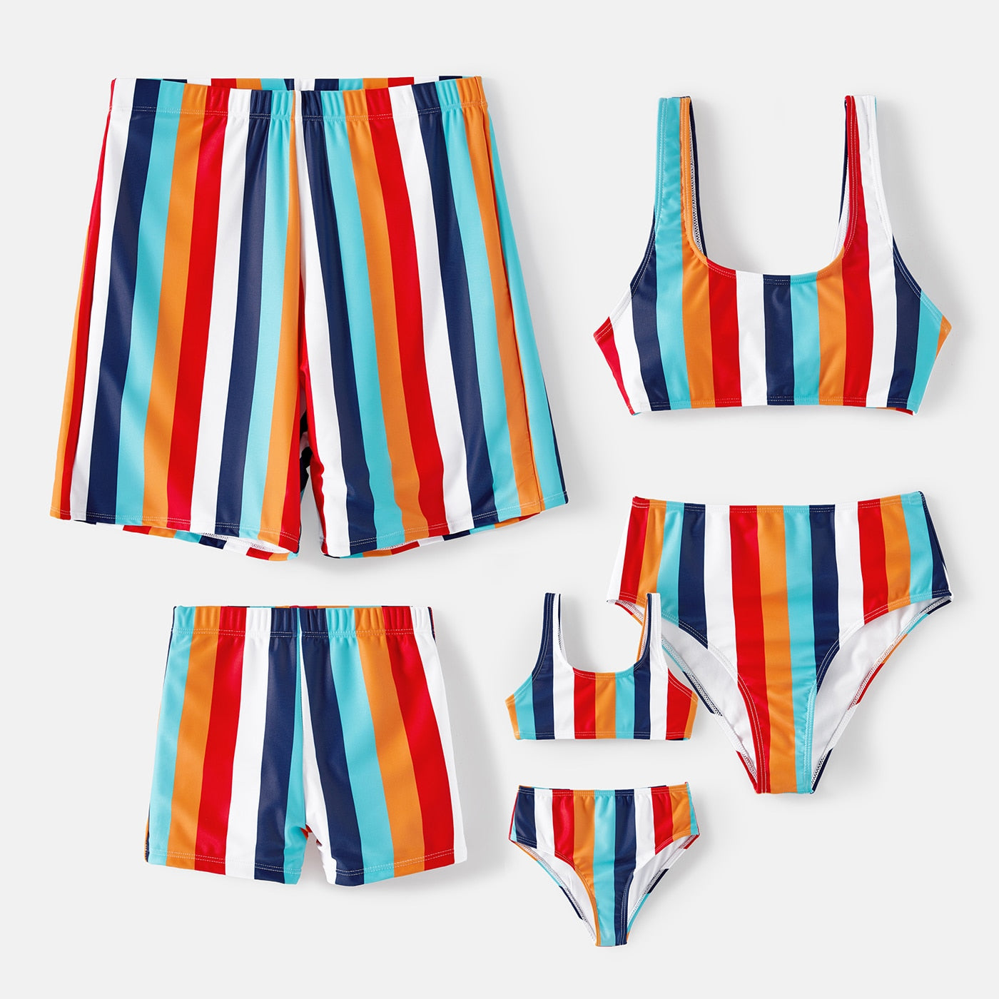 Family Matching Swimsuit Colorful Striped Two-Piece Swimsuit