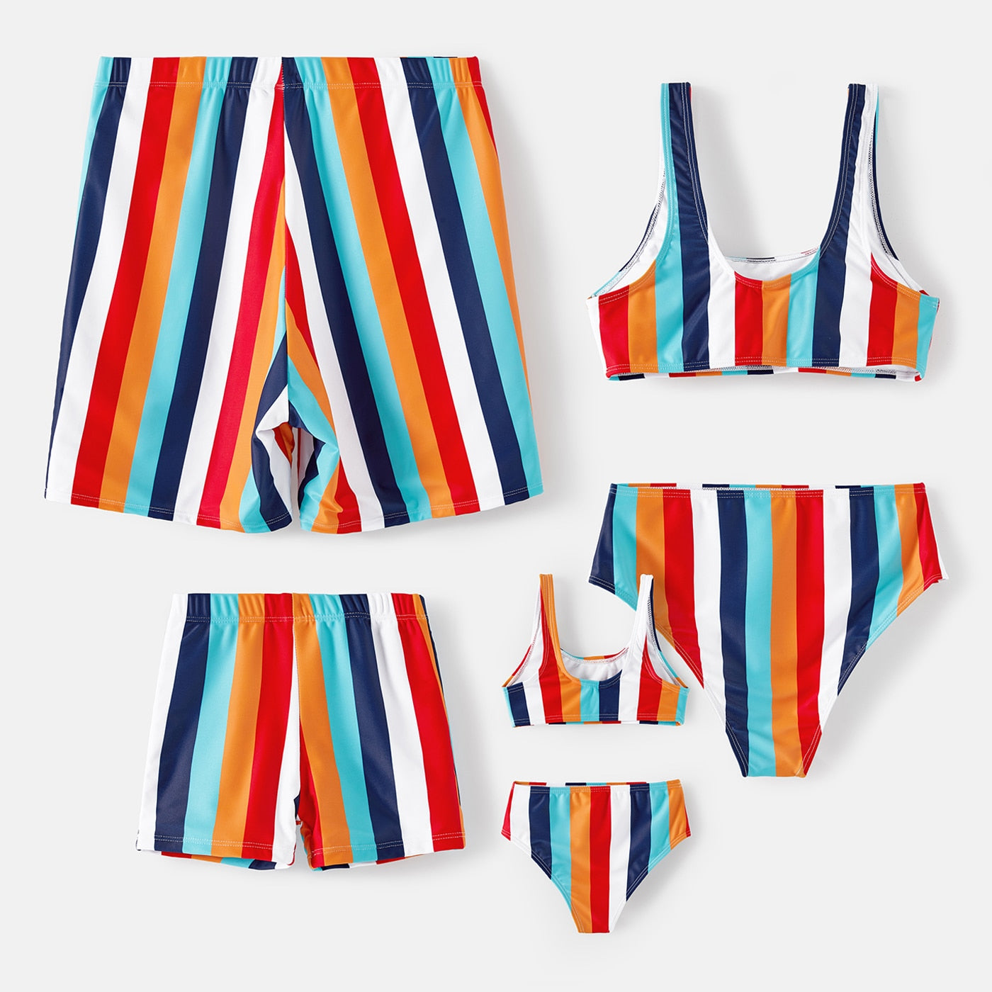 Family Matching Swimsuit Colorful Striped Two-Piece Swimsuit