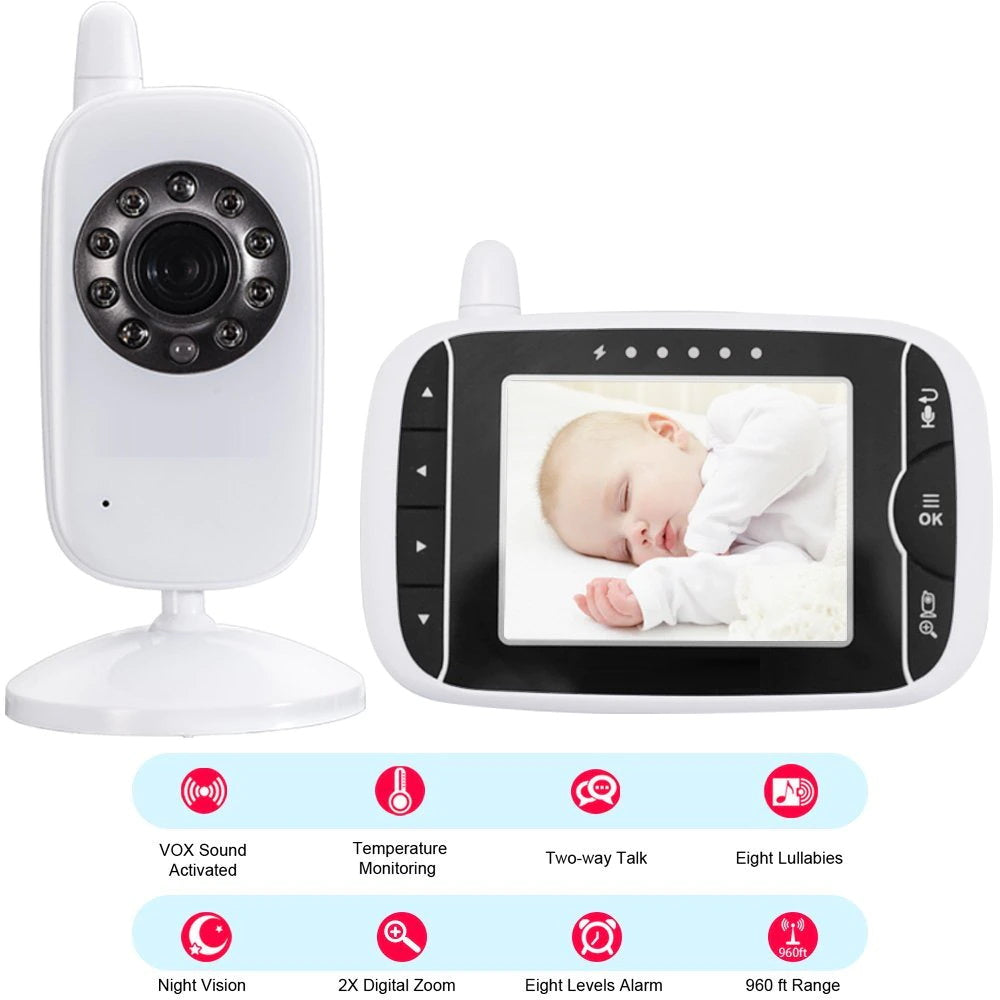 Wired Video Baby Monitor 3.2Inch with Night Vision