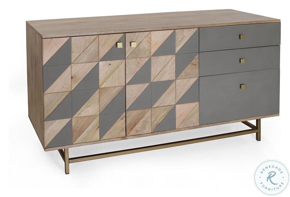 Coast to Coast Diversion Natural and Cement Grey 3 Drawer 2 Door Credenza