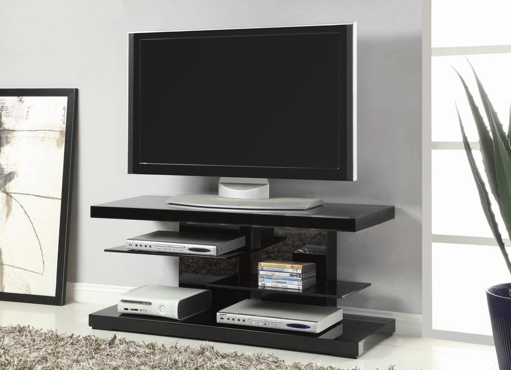 2-shelf Tv Console - Glossy Black