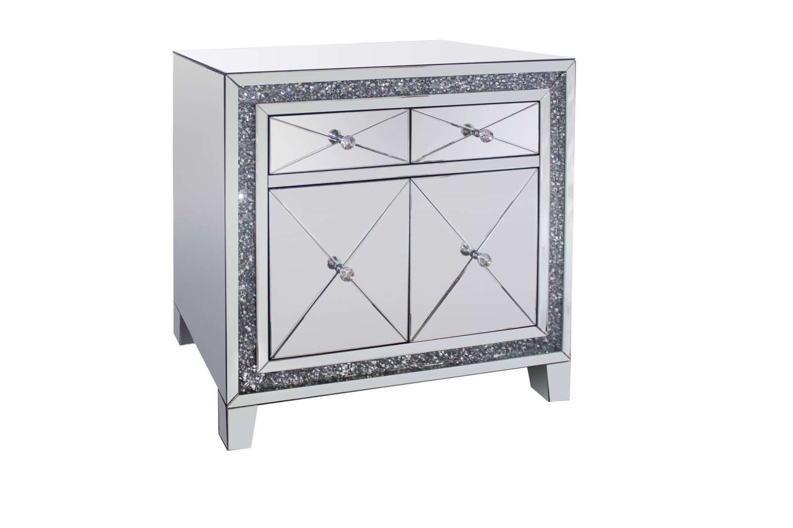 Accent Mirrored Cabinet - Pearl Silver