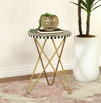 Accent Table With Gold Legs - Black