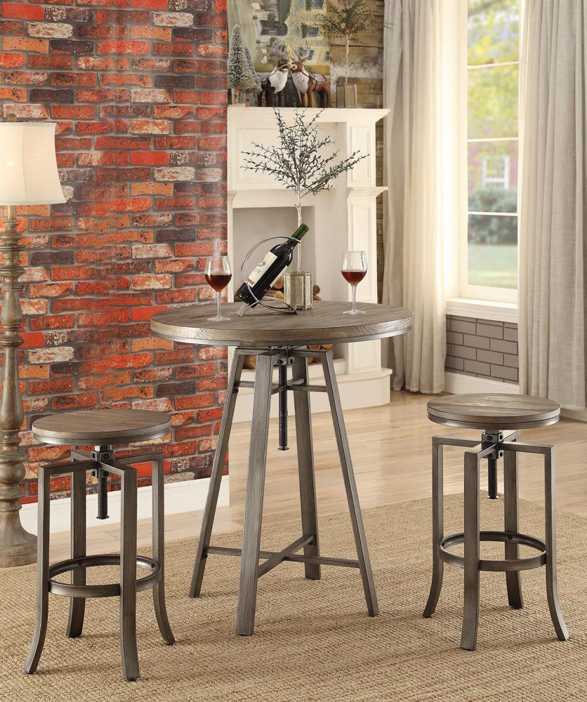 Adjustable Swivel Bar Table - Light Brown