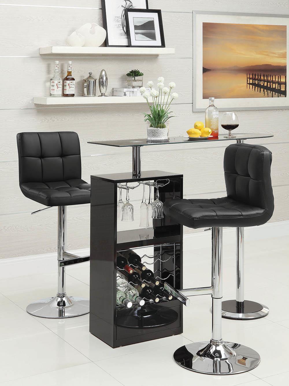 Bar Units: Contemporary - Black - Adjustable Bar Stool