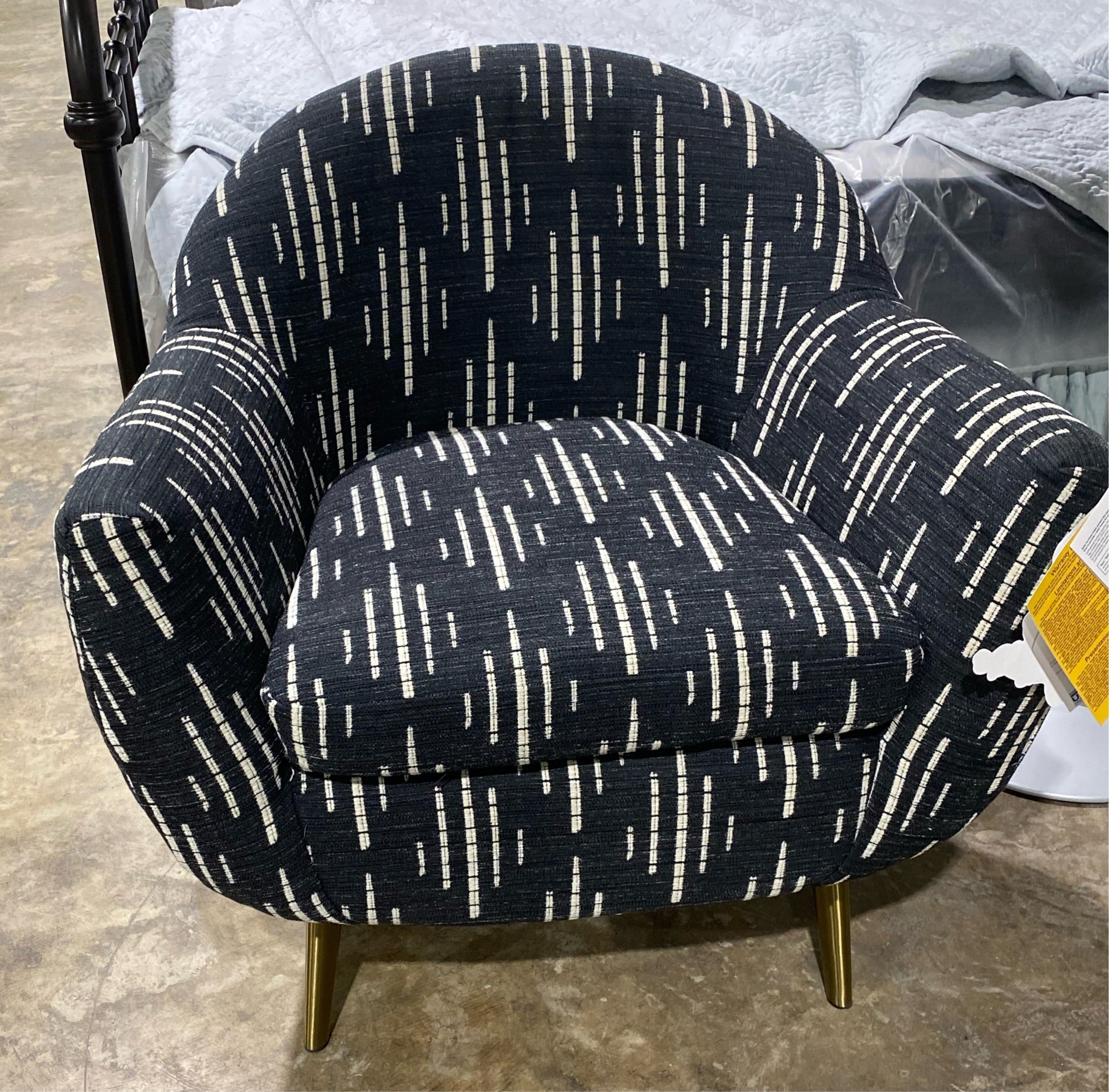 Best Kissly Accent Chair w/ Brushed Gold Legs in Midnight