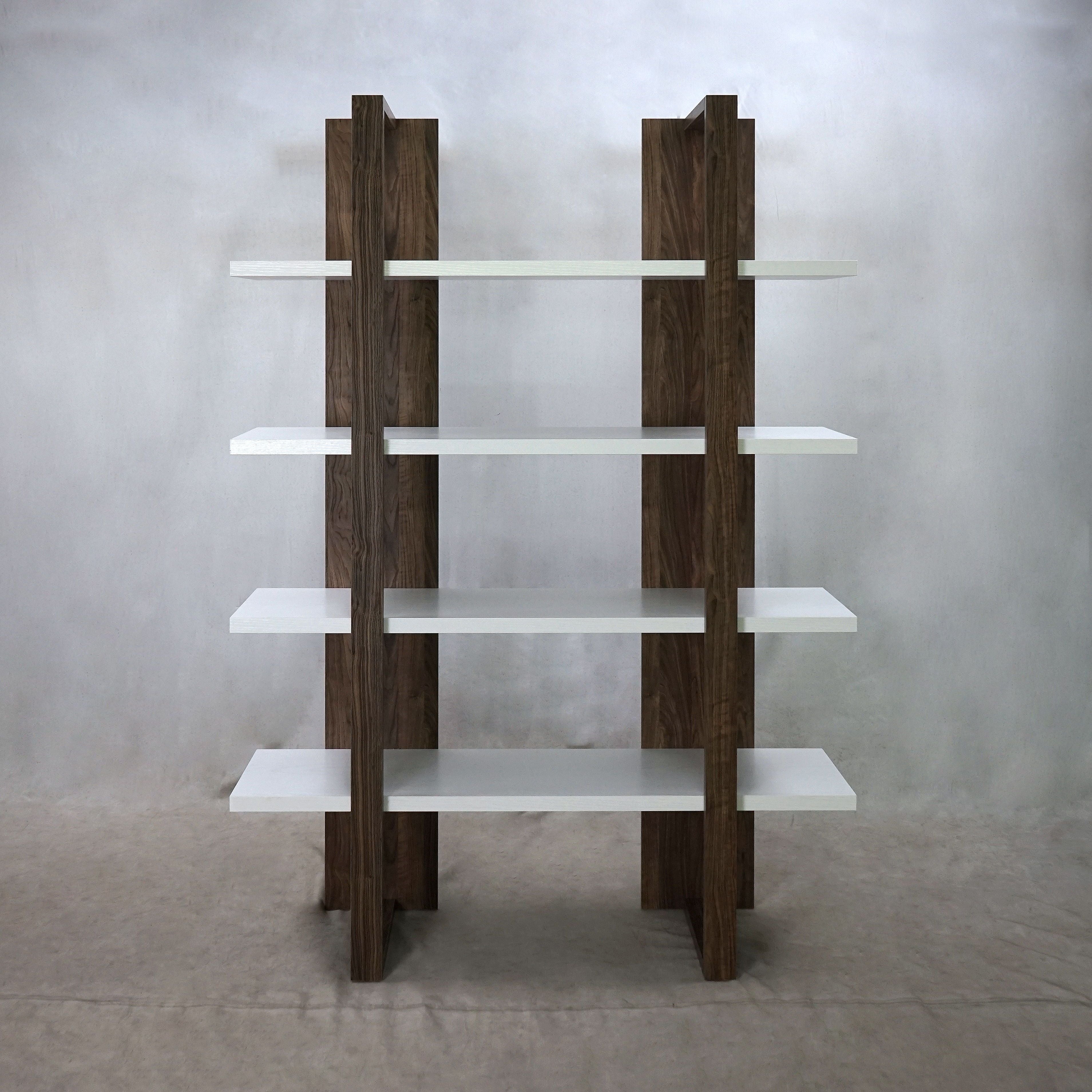 Bookcase With 4 Full-length Shelves - Walnut & White