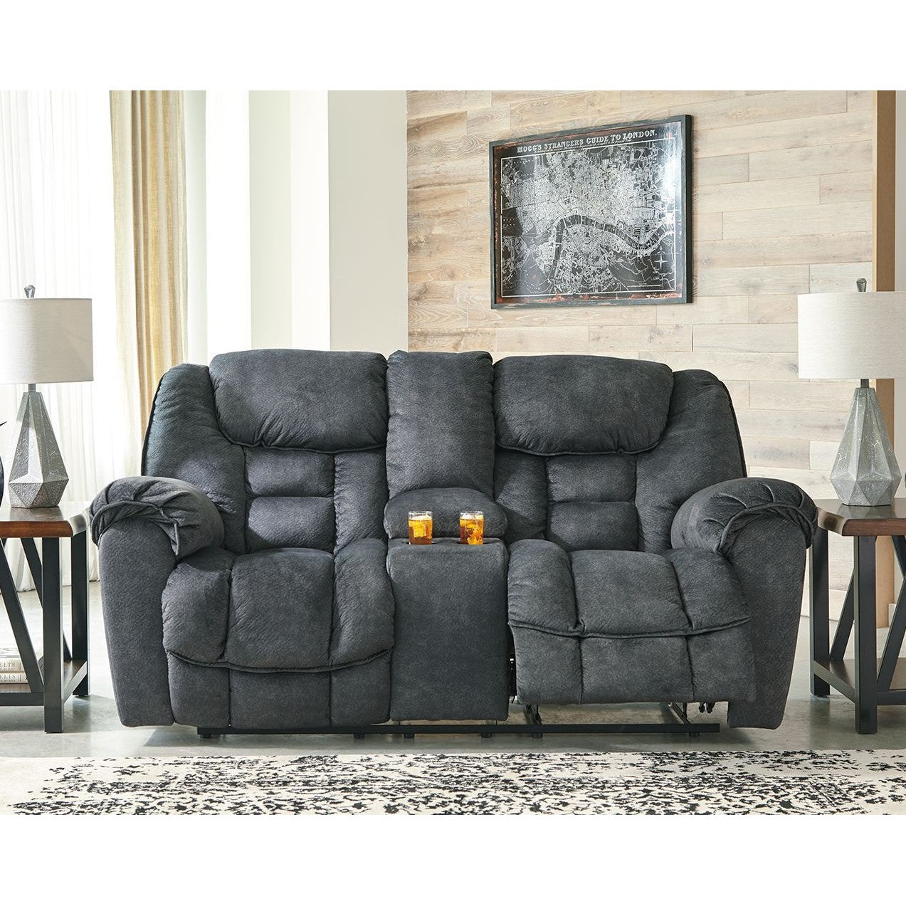 Capehorn - Granite - Dbl Rec Loveseat W/console