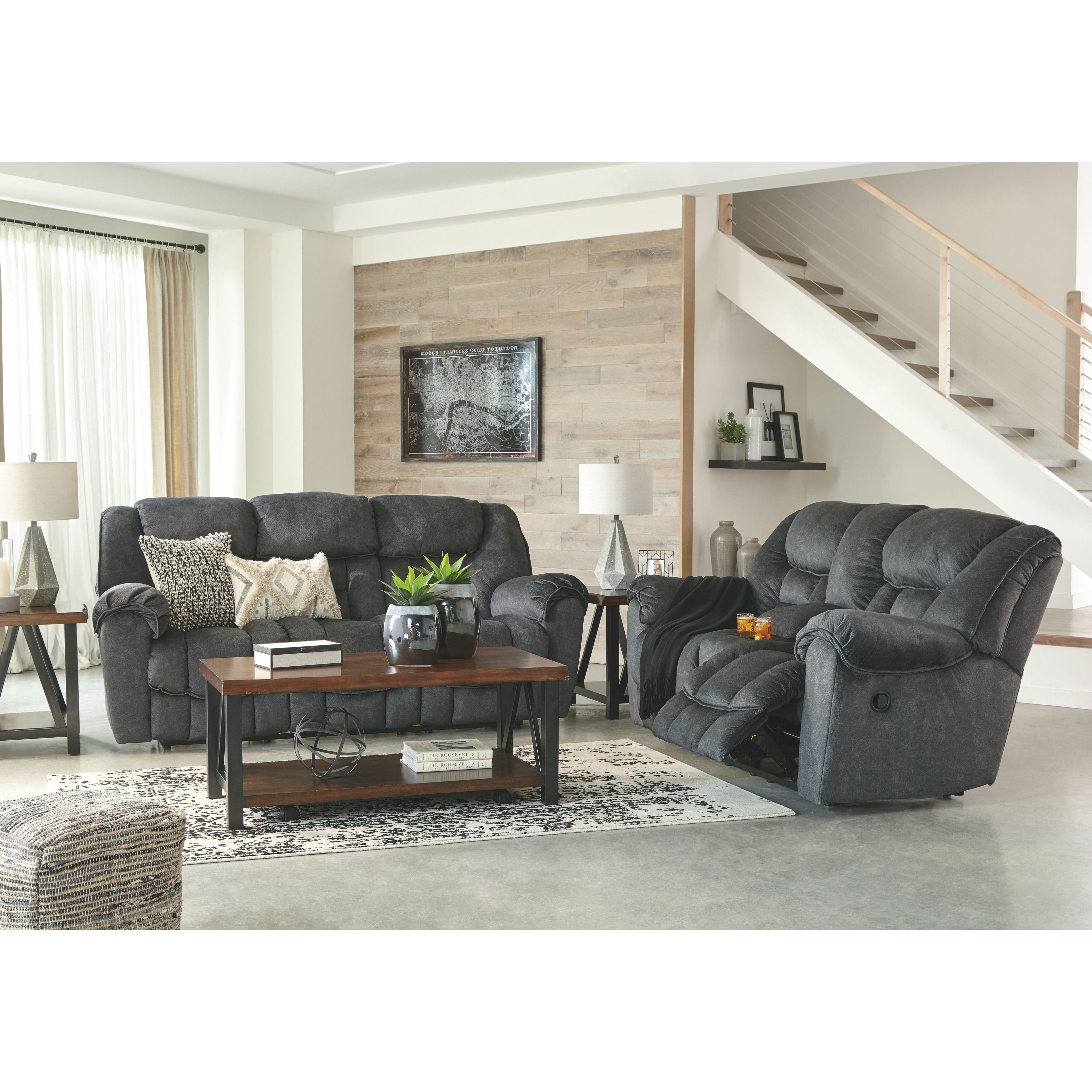 Capehorn - Granite - Dbl Rec Loveseat W/console