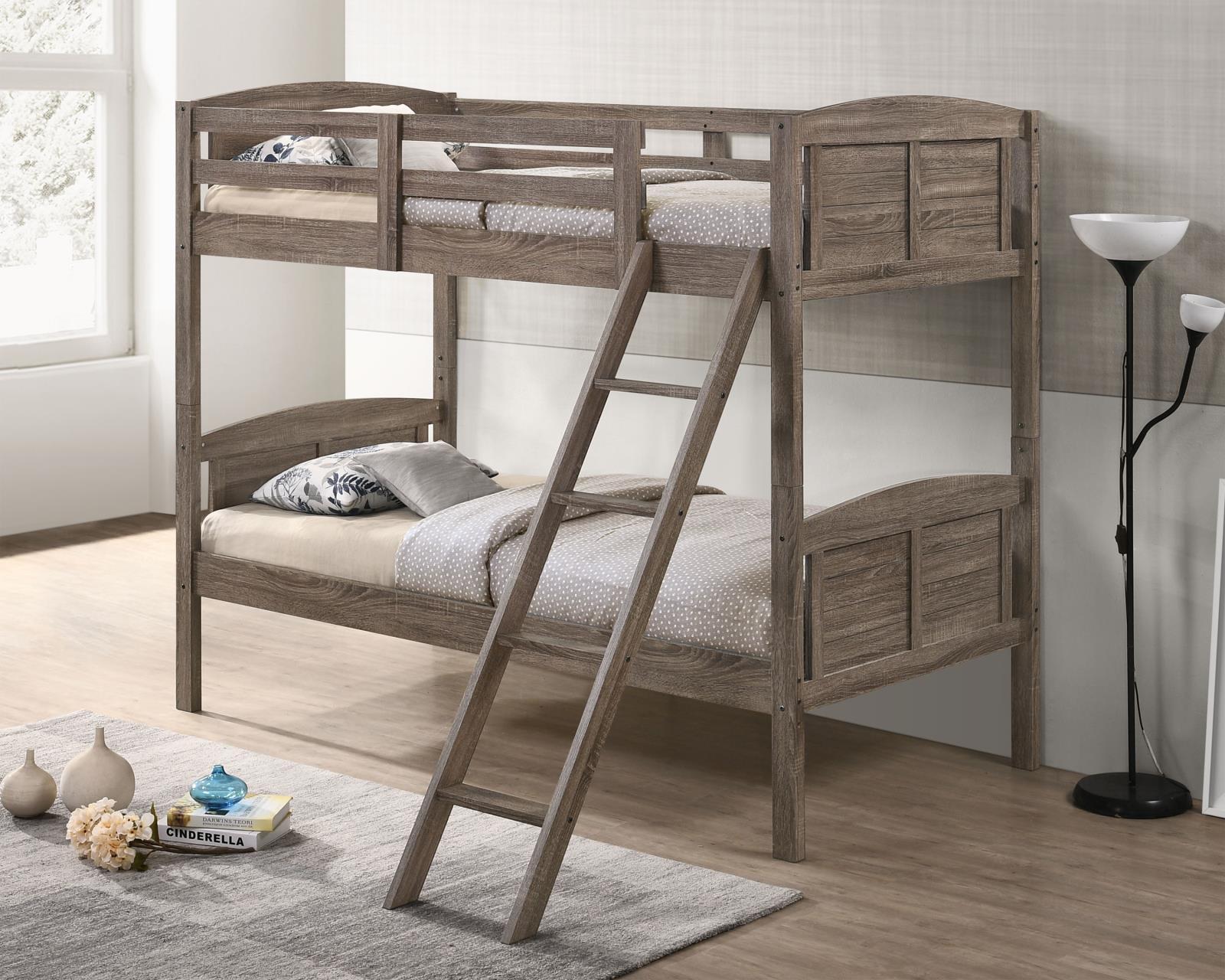 Coaster Flynn Twin Over Twin Bunk Bed in Light Brown