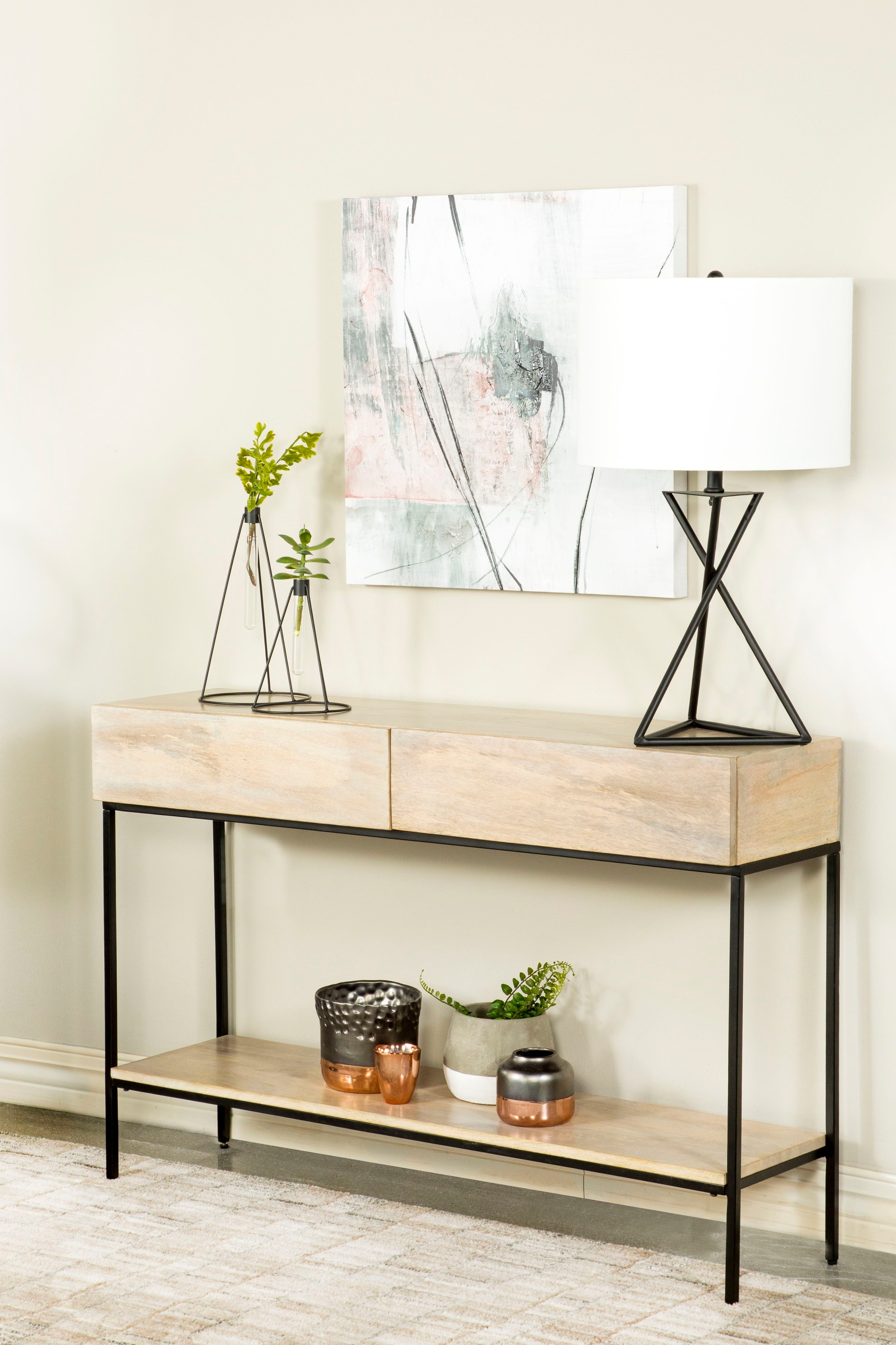 Console Table With Bottom Shelf - Beige