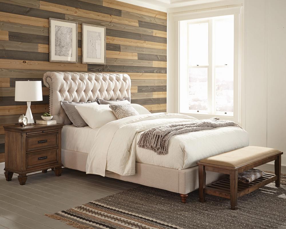 Devon Upholstered Bed - Beige - California King Bed