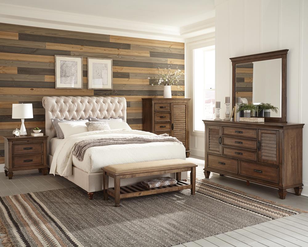 Devon Upholstered Bed - Beige - California King Bed