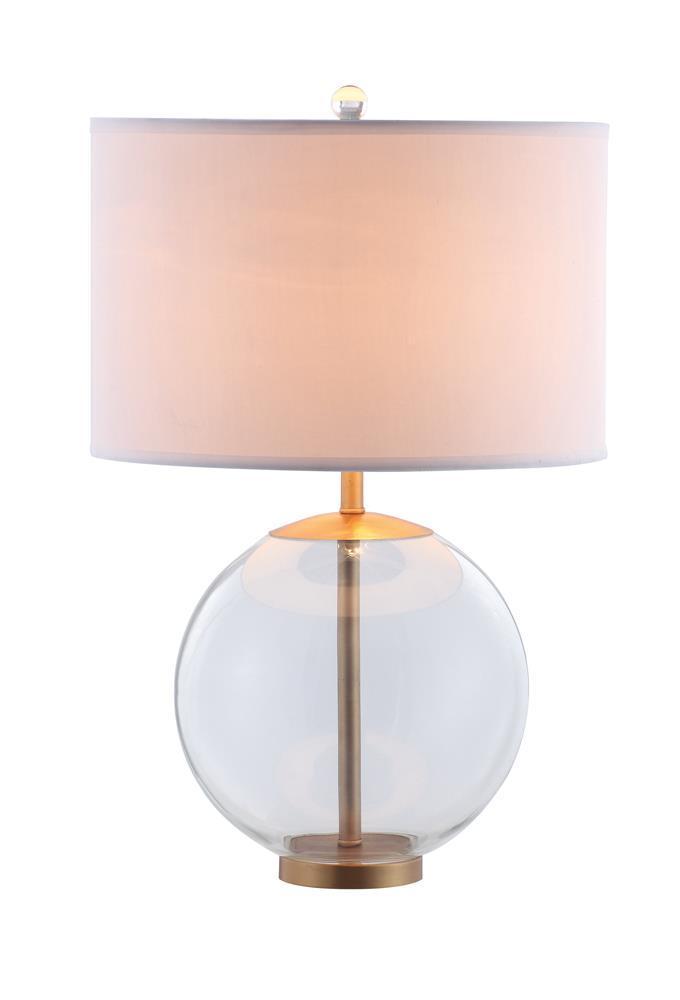 Drum Shade Table Lamp With Glass Base - White