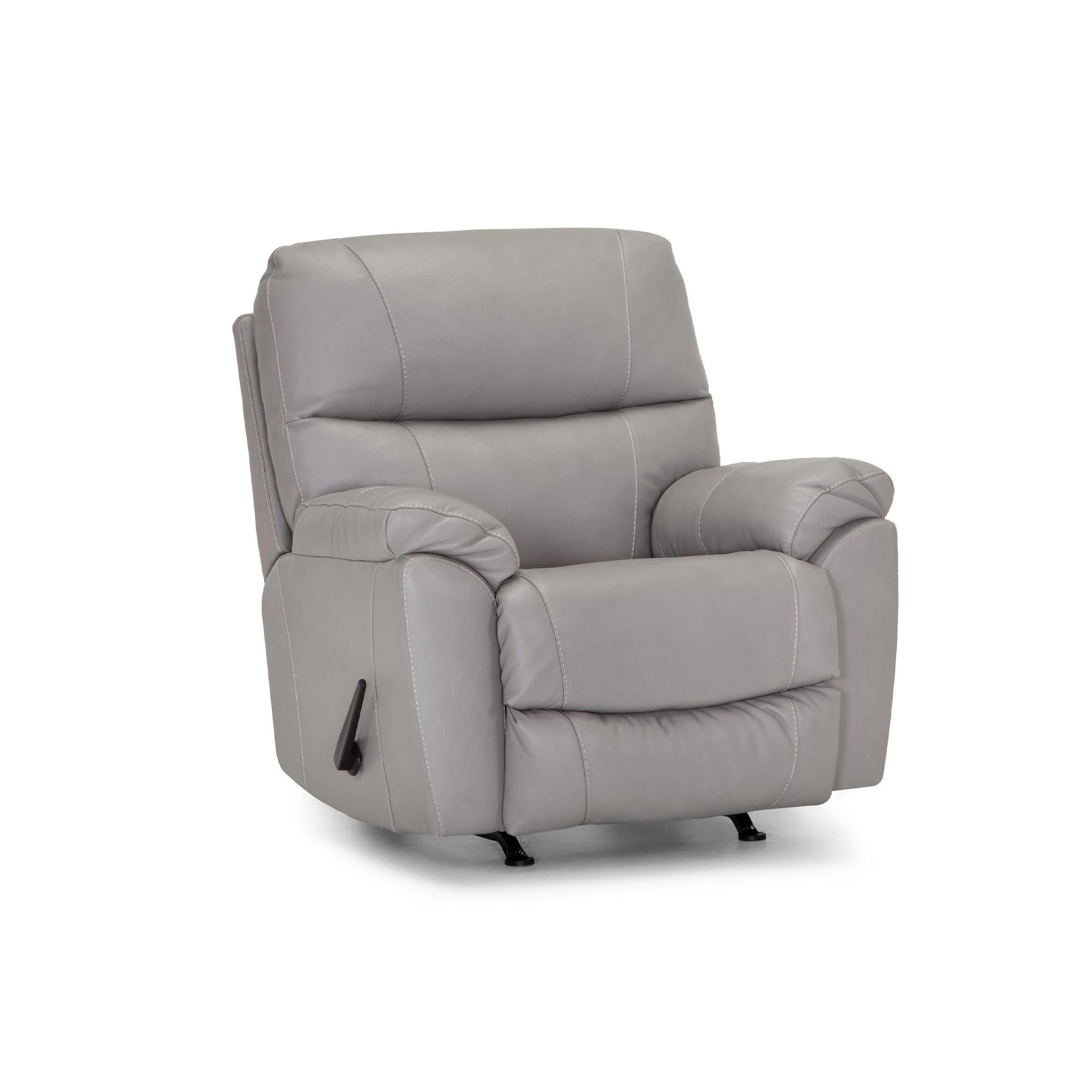 Franklin Cabot Leather Rocker Recliner in Bison Light Gray