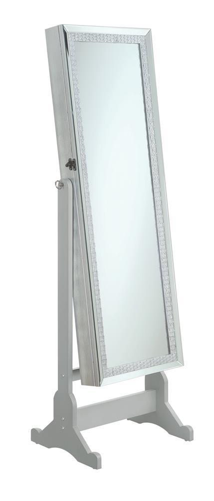 Jewelry - Cheval Mirror With Crytal Trim - Pearl Silver