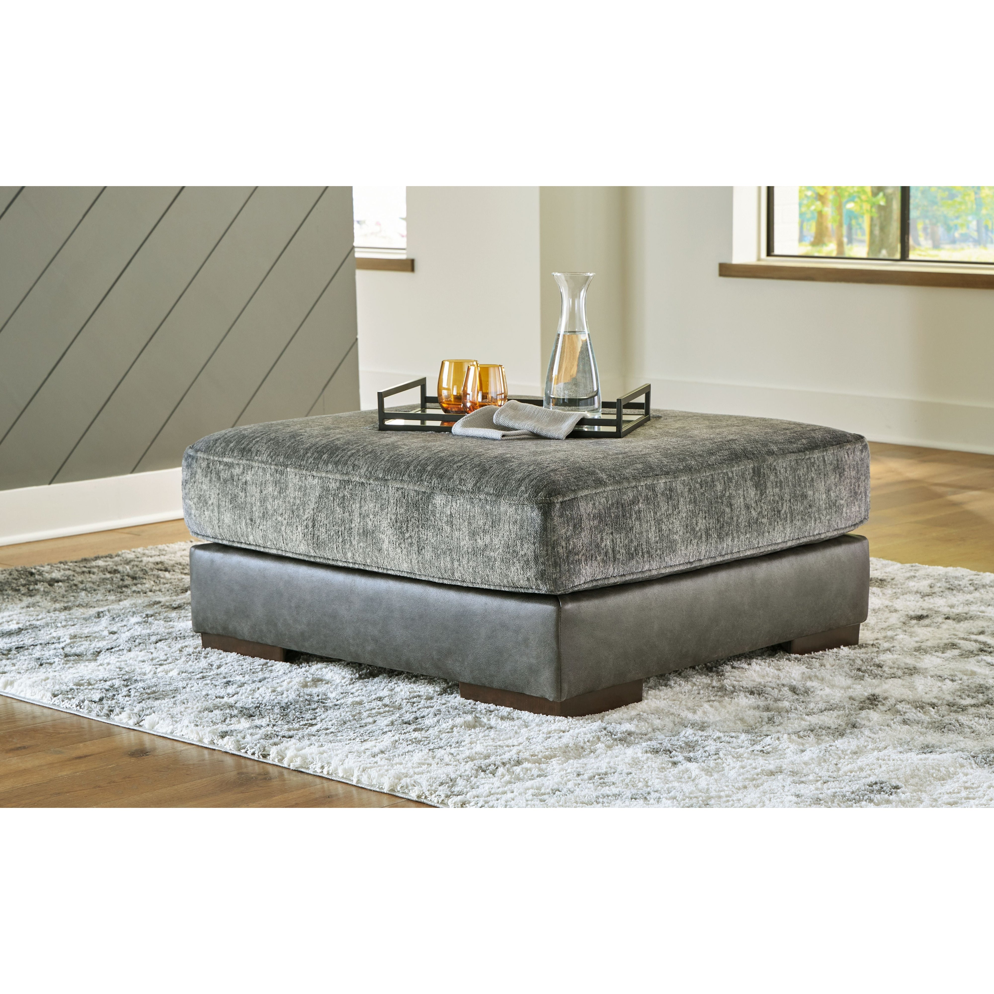 Larkstone - Pewter - Oversized Accent Ottoman