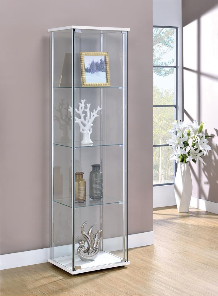Rectangular 4-shelf Curio Cabinet - White And Clear