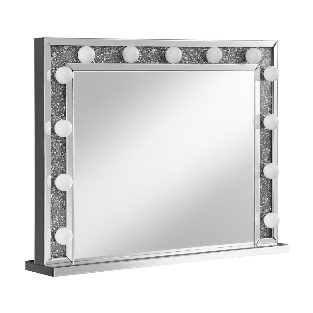 Rectangular Table Mirror With Lighting - Pearl Silver