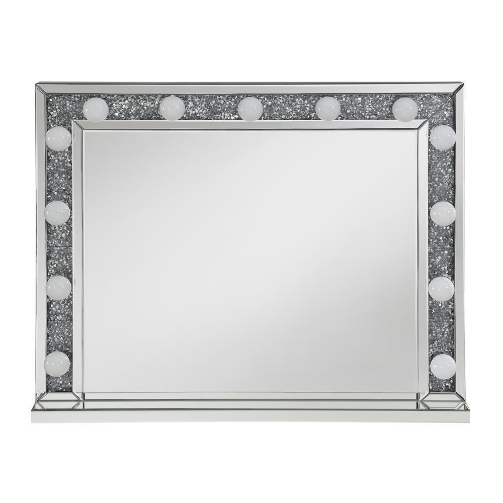 Rectangular Table Mirror With Lighting - Pearl Silver