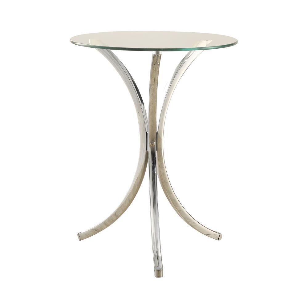 Round Accent Table With Curved Legs - Pearl Silver