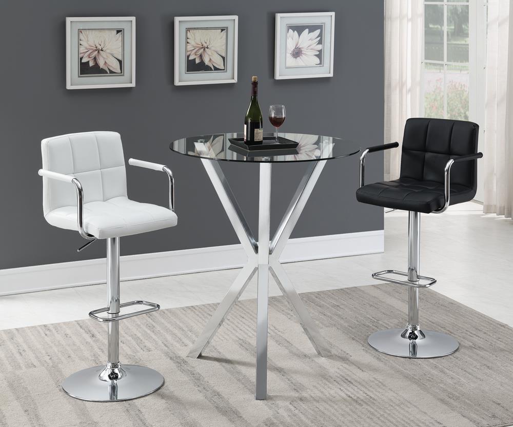 Round Glass Top Bar Table - Silver