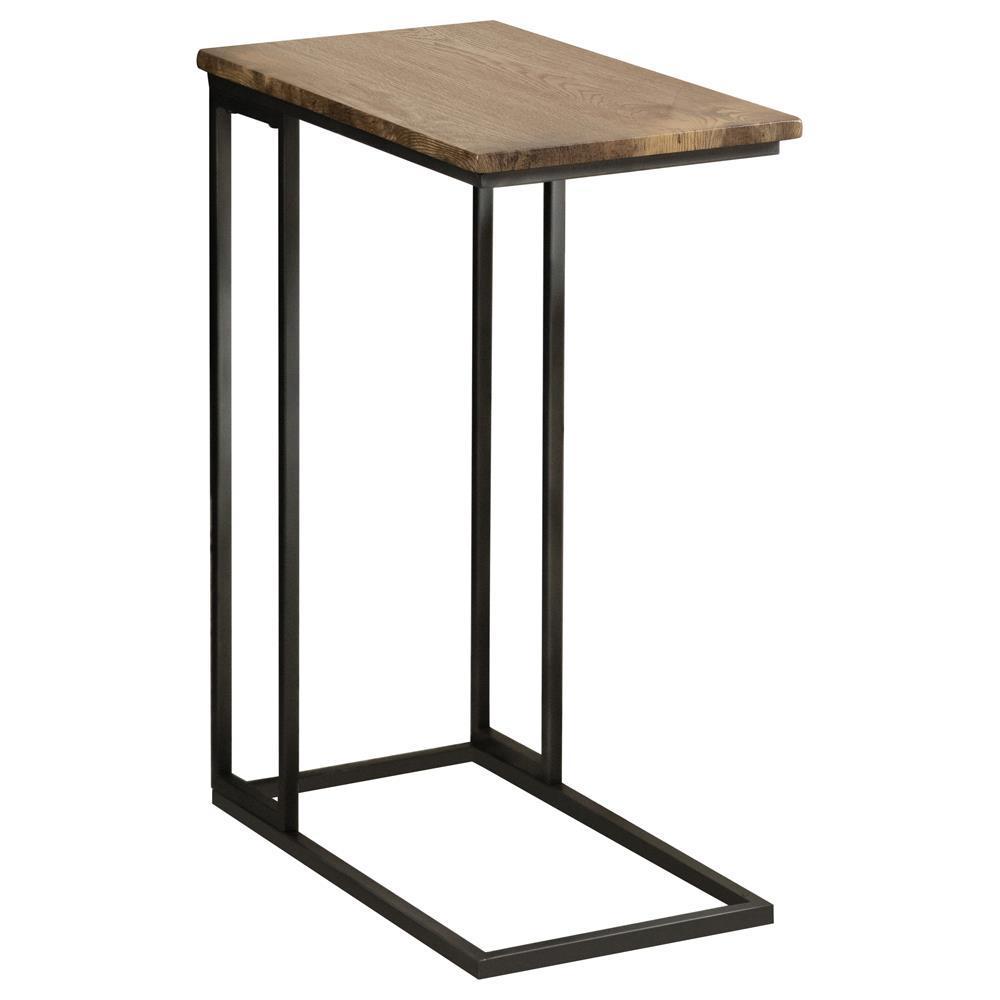 Snack Table C-shape With Power Outlet - Dark Brown