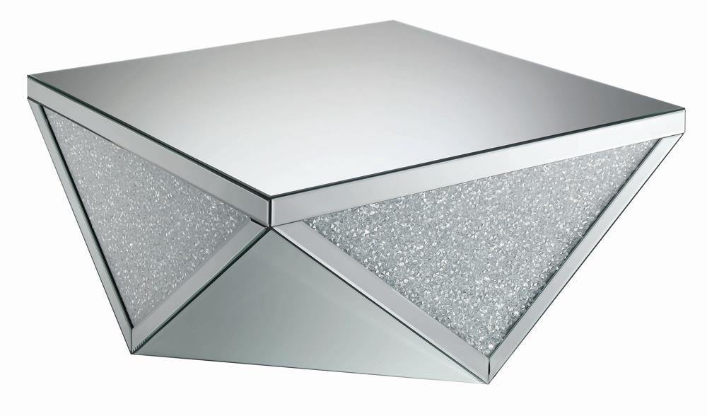 Square Coffee Table With Triangle Detailing - Pearl Silver