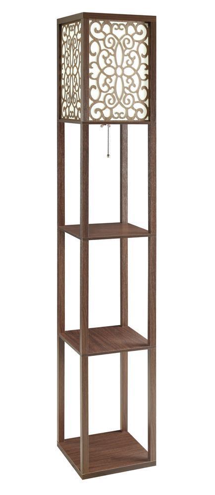 Square Floor Lamp With 3 Shelves - Brown