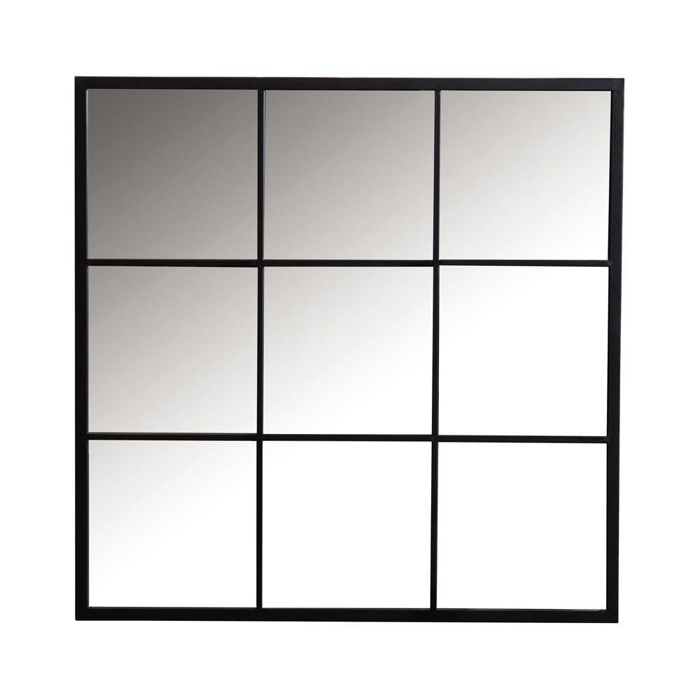 Square Window Pane Wall Mirror - Black