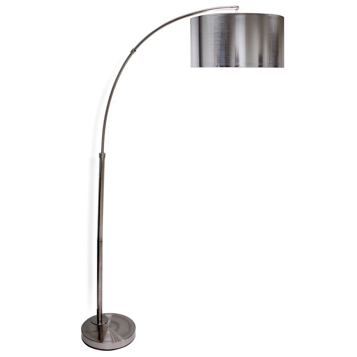 StyleCraft Brushed Steel Arc Floor Lamp Solid Stainless Shade 13