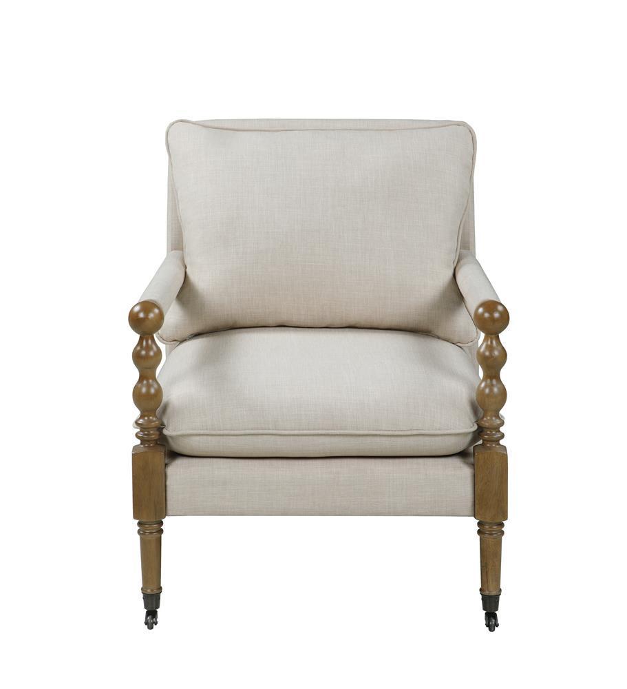 Upholstered Accent Chair With Casters - Beige