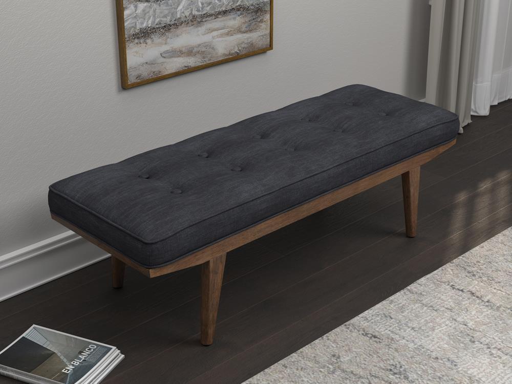 Upholstered Tufted Bench - Gray