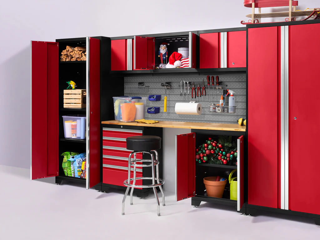 NewAge Pro 3.0 Series 10 Piece Cabinet Set with Lockers, Wall, Tool Drawer Cabinets, and 56 in. Worktop