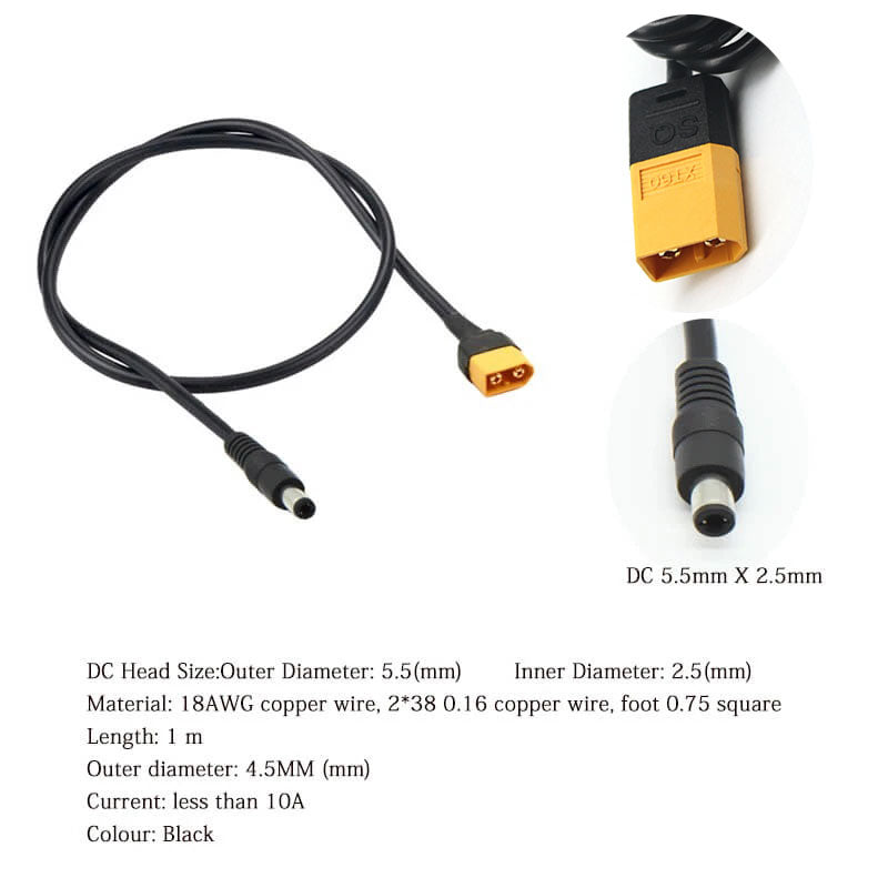 Amuzocity Rubber XT60 Adapter Cable to DC5525 Cable Connectors F/TS100 Smart Soldering
