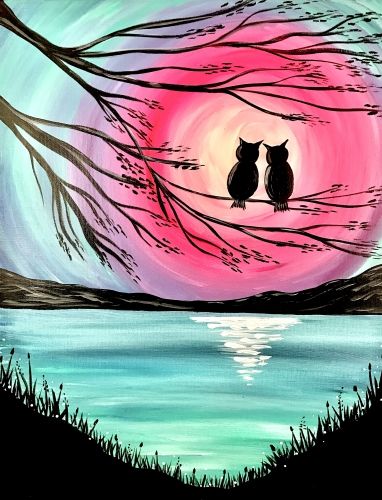 Love birds painting, Easy Landscape Painting Ideas for Beginners, Easy Canvas Painting Ideas, Easy Tree Paintings, Easy Landscape Paintings, Simple Acrylic Painting Ideas for Beginners