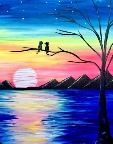 Easy Landscape Painting Ideas for Beginners, Easy Canvas Painting Ideas, Easy Tree Paintings, Bird Art, Easy Landscape Paintings, Simple Acrylic Painting Ideas for Beginners