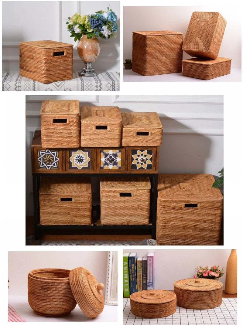 Rectangular Storage Baskets for Shelves, Large Storage Baskets for Shelves, Storage Baskets for Kitchen, Round Baskets for Shelves