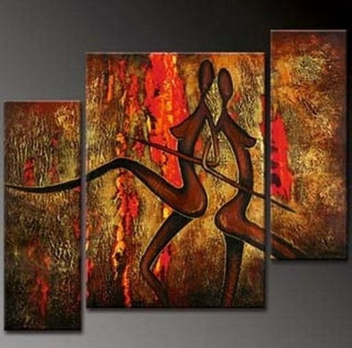 Abstract Figure Painting, Huge Painting, Wall Art, Large Painting, Living Room Wall Art, 3 Piece Wall Art, Home Art Decor