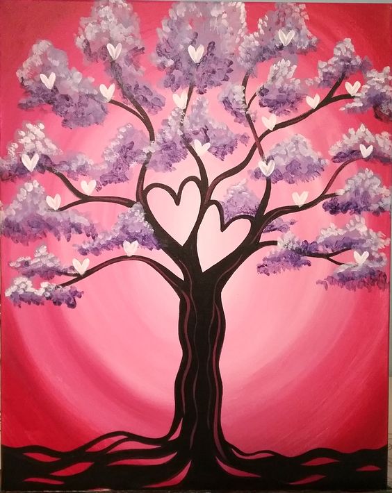Easy tree painting ideas for beginners, simple tree paintings, easy landscape paintings, easy acrylic paintings for beginners
