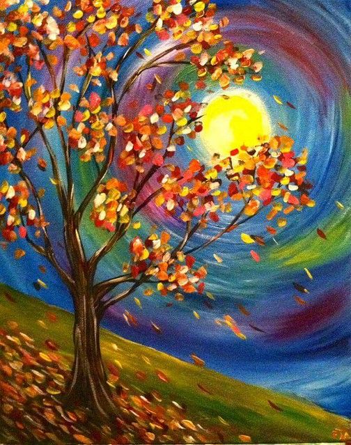Easy tree painting ideas for beginners, simple tree paintings, easy landscape paintings, easy acrylic paintings for beginners