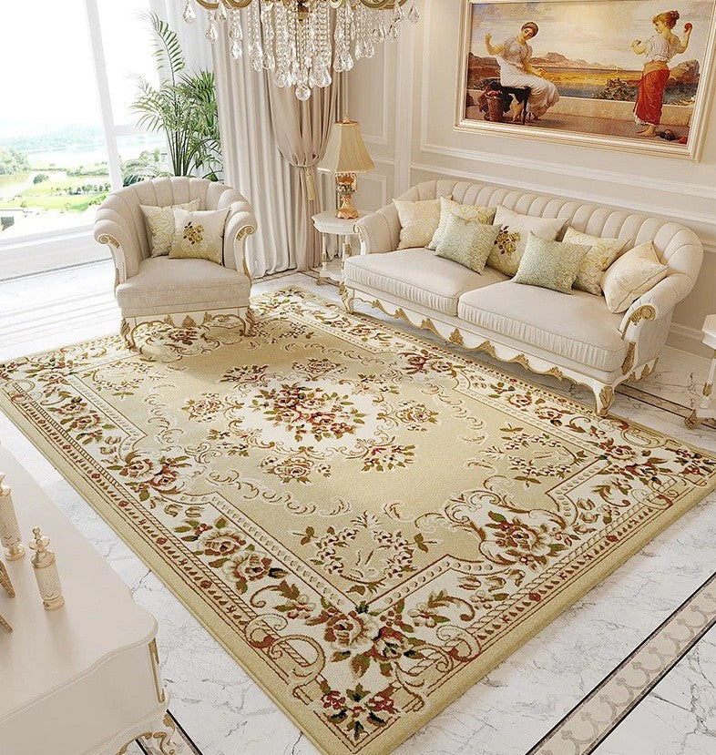 Living Room Large Floor Rugs, Large Flower Pattern Rugs for Farmhouse, Yellow / Red / Blue Rugs, Large Persian Floor Carpets, Large Rugs under Bed