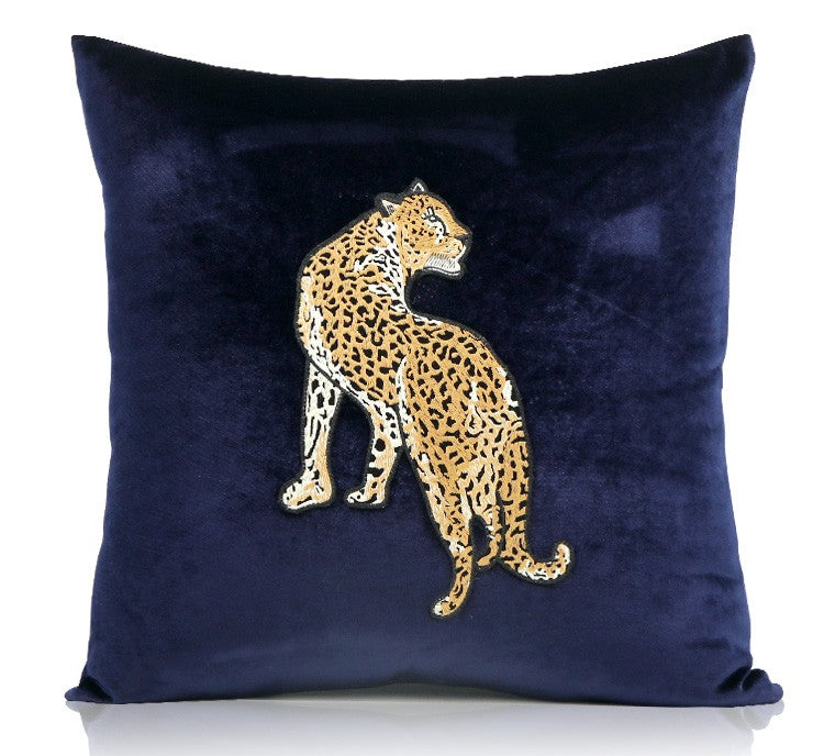 Modern Sofa Pillows, Contemporary Throw Pillows, Cheetah Decorative Throw Pillows, Blue Decorative Pillows for Living Room