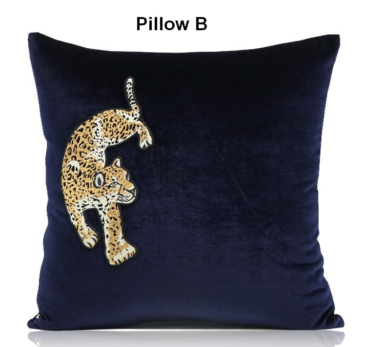 Modern Sofa Pillows, Contemporary Throw Pillows, Cheetah Decorative Throw Pillows, Blue Decorative Pillows for Living Room