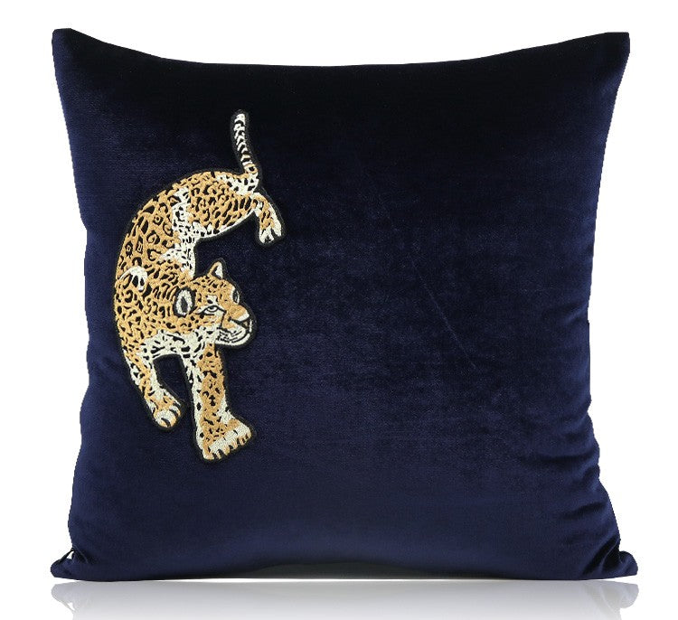 Modern Sofa Pillows, Contemporary Throw Pillows, Cheetah Decorative Throw Pillows, Blue Decorative Pillows for Living Room